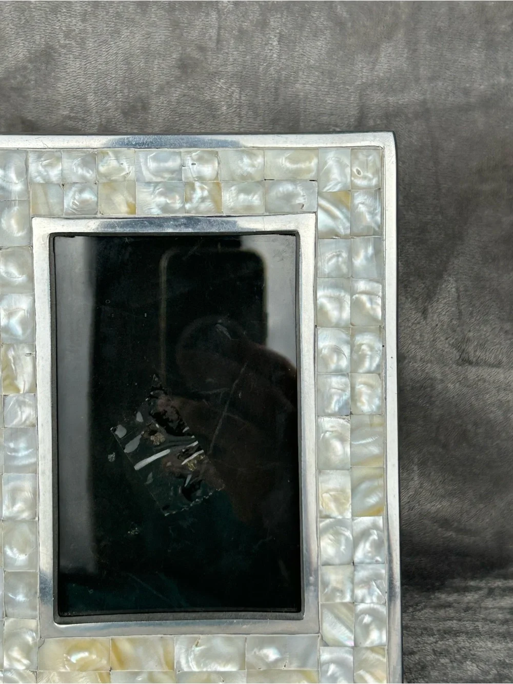Vintage Mother Of Pearl Frame For 4x6” Silvertone Metal Easel Back Coastal Vibes